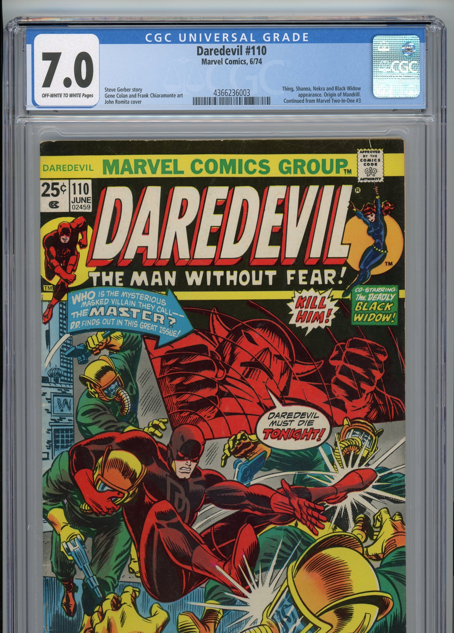 Daredevil #110 - FN/VF 7.0 - CGC Off White to White Pages