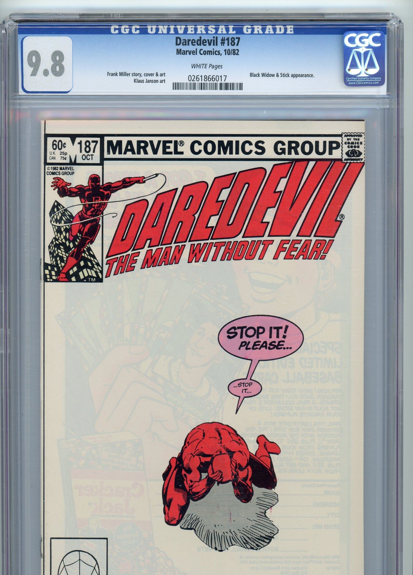 Daredevil #187 - NM 9.8 - CGC - White Pages