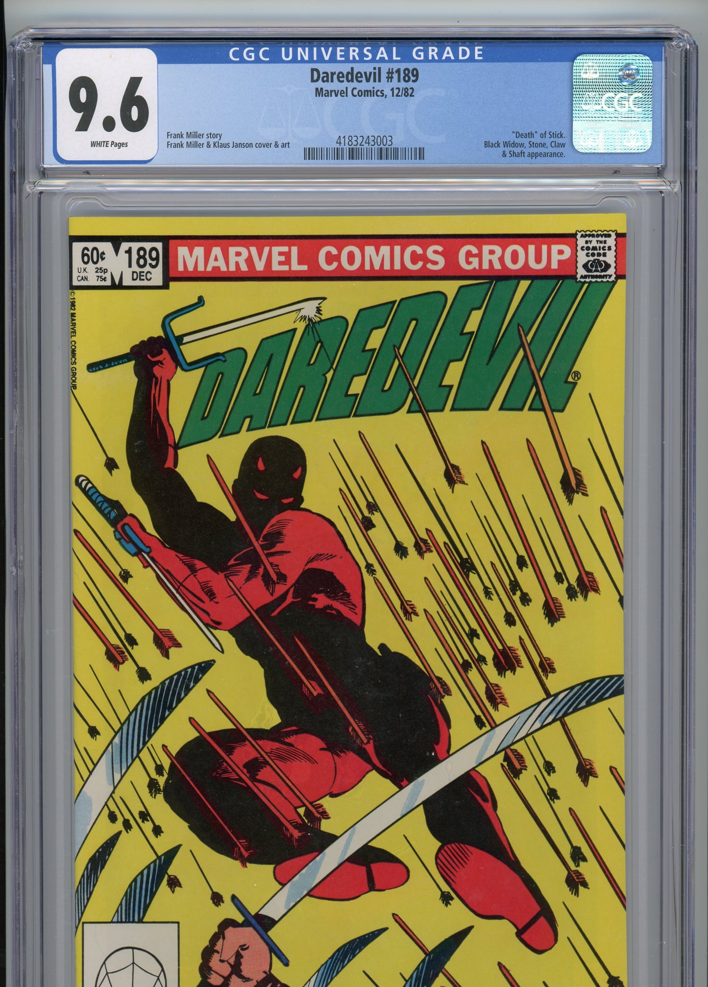 Daredevil #189 - NM 9.6 - CGC - White Pages