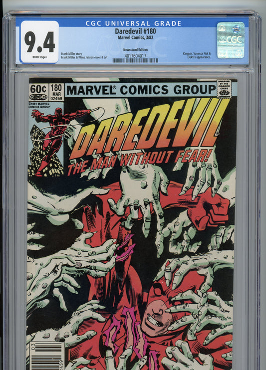 Daredevil #180 - NM 9.4 - CGC - newsstand variant - White Pages