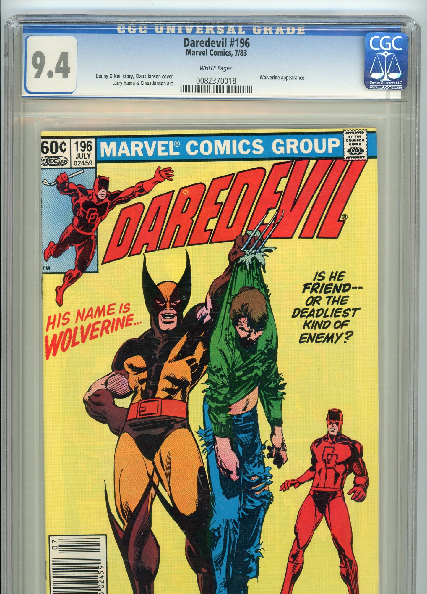 Daredevil #196 - NM 9.4 - CGC - newsstand variant - White Pages