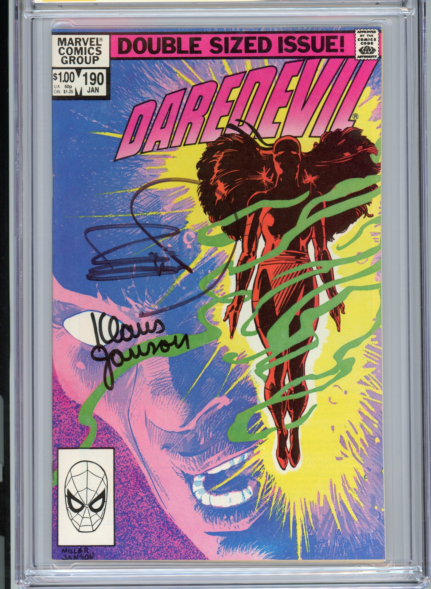 Daredevil #190 - NM 9.6 - CGC - White Pages - signed by Frank Miller & Klaus Janson