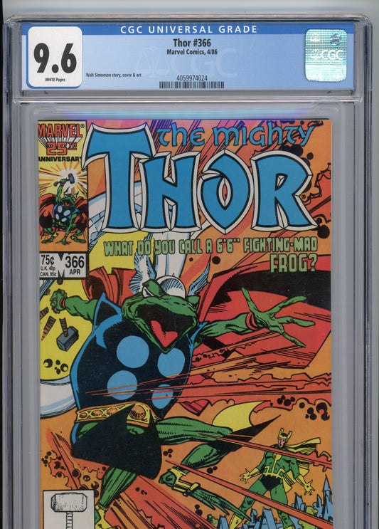 Thor #366 - NM 9.6 - CGC - White Pages