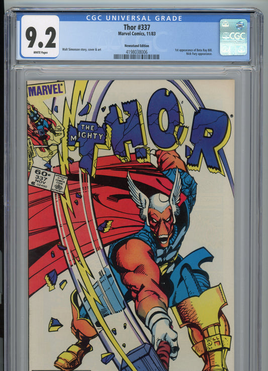 Thor #337 - NM 9.2 - CGC - newsstand variant - White Pages