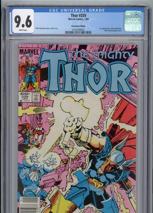 Thor #339 - NM 9.6 - CGC - newsstand variant - White Pages