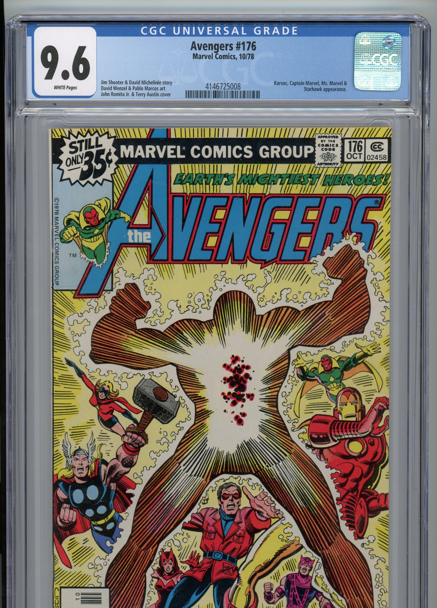 Avengers #176 - NM 9.6 - CGC - White Pages